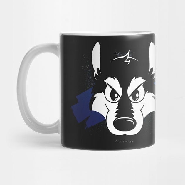 Toon wolf face (blue) by licographics